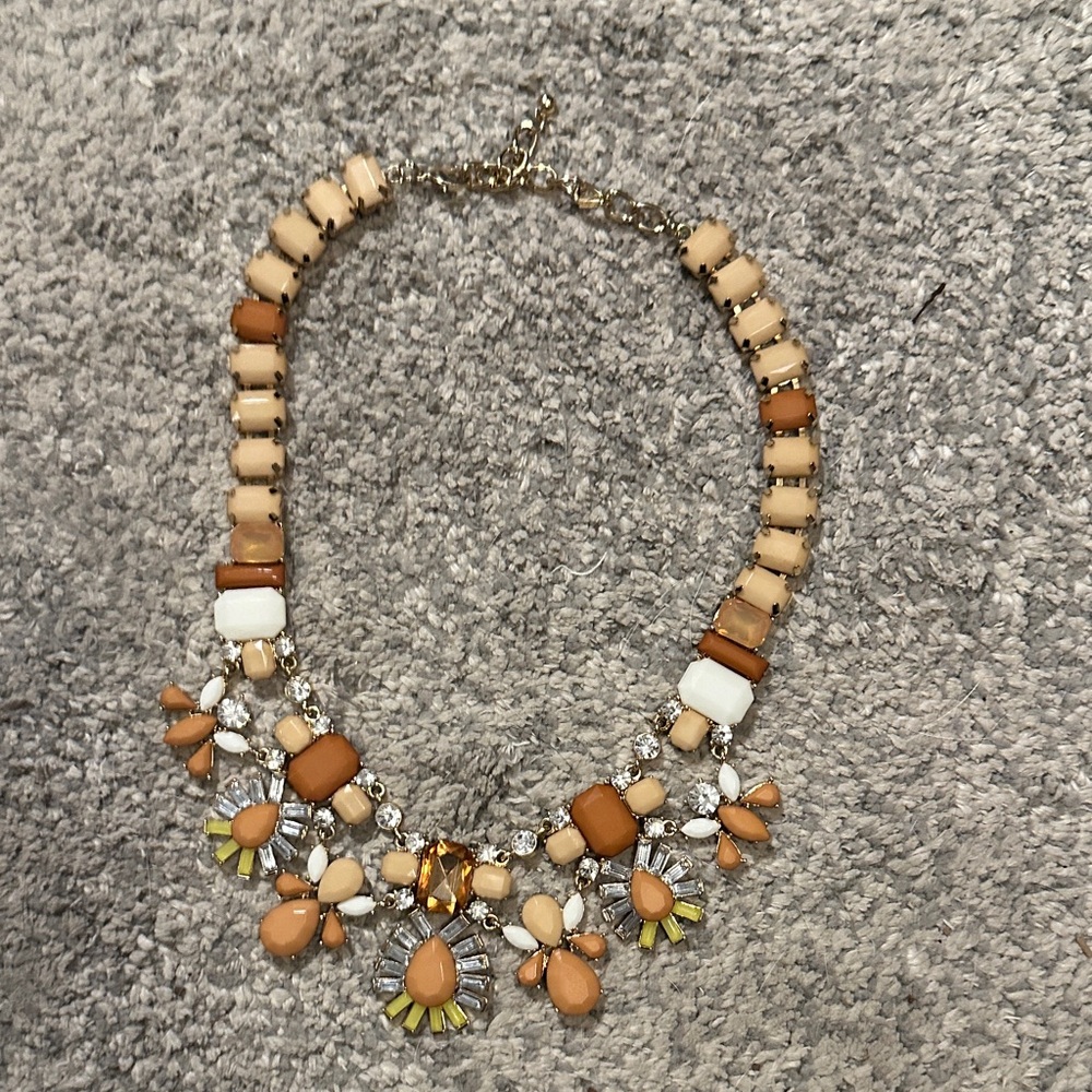 Elegant Tan and Gold Statement Necklace